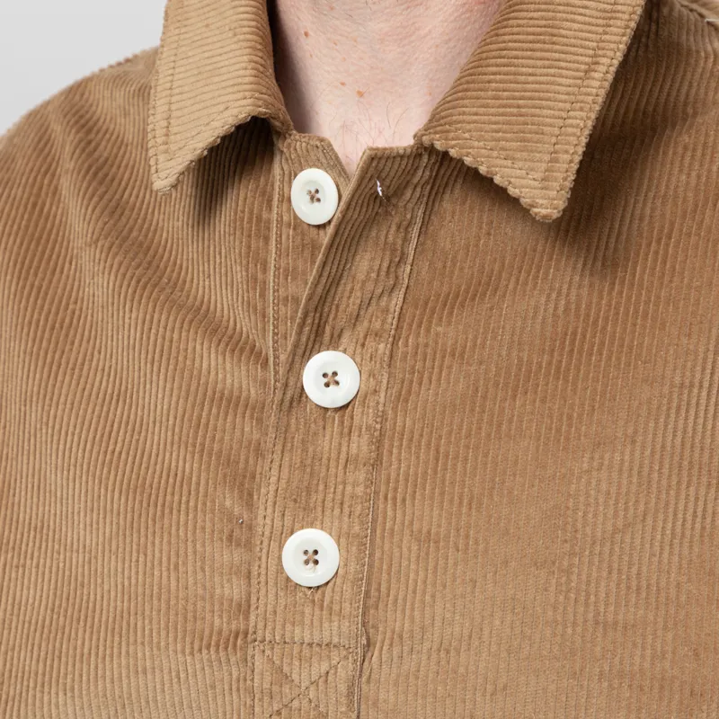 Cafe Mountain Cord Leisure Popover Shirt Taupe-6