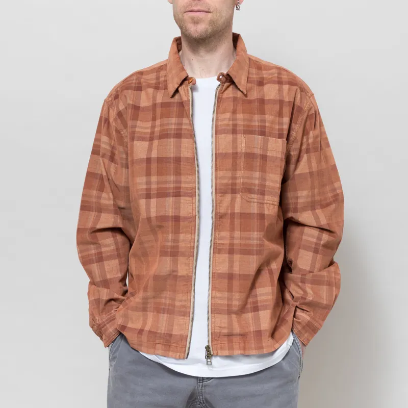 Cafe Mountain Cord Zip Through Jacket Orange Rust