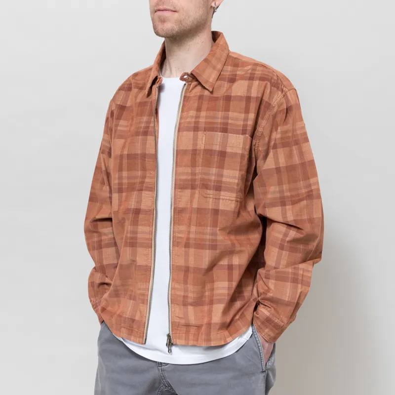 Cafe Mountain Cord Zip Through Jacket Orange Rust-1