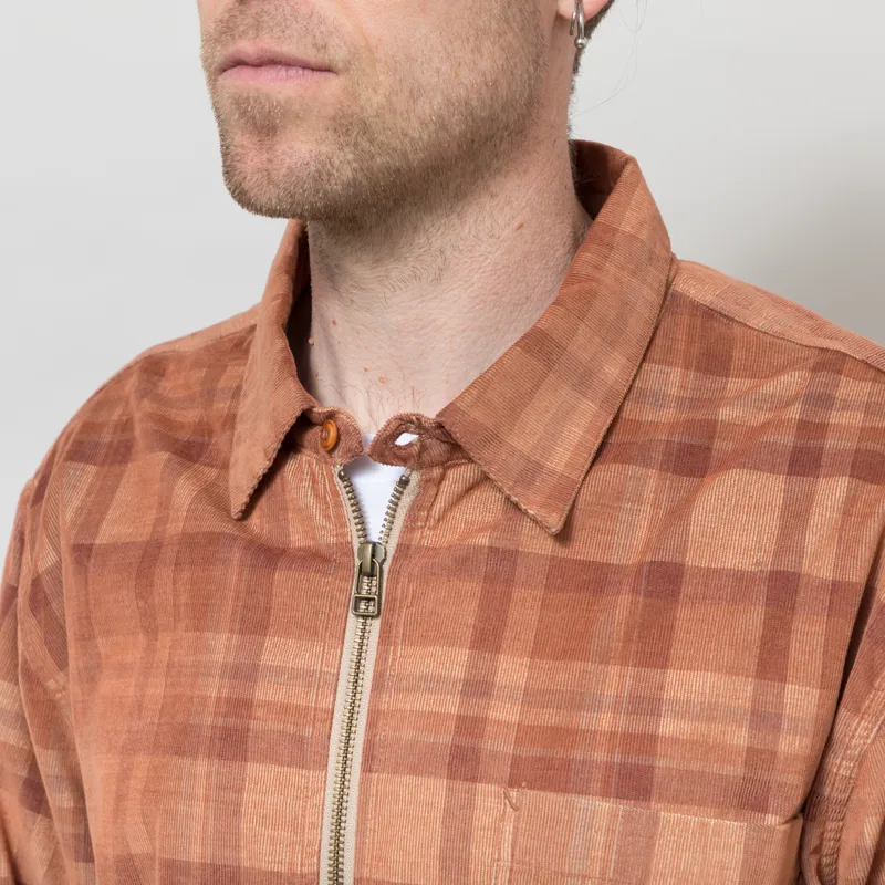 Cafe Mountain Cord Zip Through Jacket Orange Rust-3
