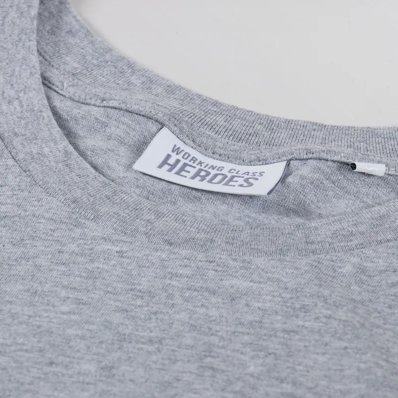 Working Class Heroes Baggy Fit Organic T Shirt Heather Grey-2