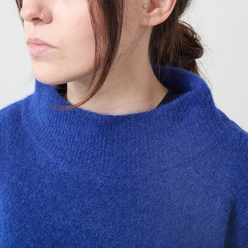 Lowie Womens Cropped Funnel Neck Blue-3