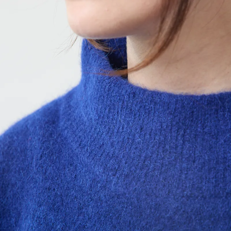 Lowie Womens Cropped Funnel Neck Blue-4