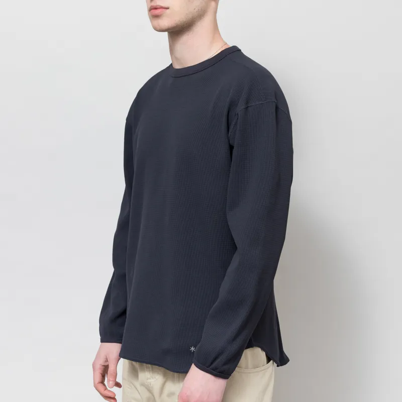 Snow Peak Dry Waffle Long Sleeve T Shirt Dark Navy-1