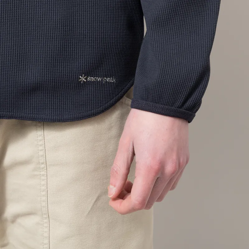 Snow Peak Dry Waffle Long Sleeve T Shirt Dark Navy-4