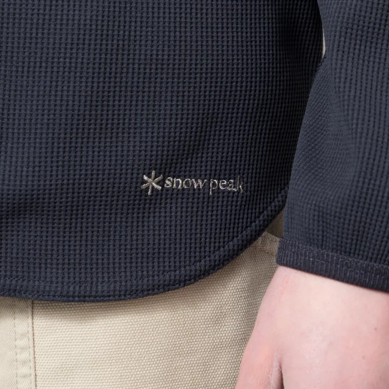 Snow Peak Dry Waffle Long Sleeve T Shirt Dark Navy-5