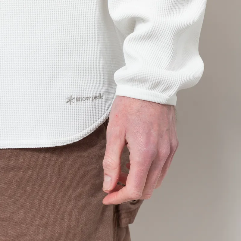 Snow Peak Dry Waffle Long Sleeve T Shirt Off White-7