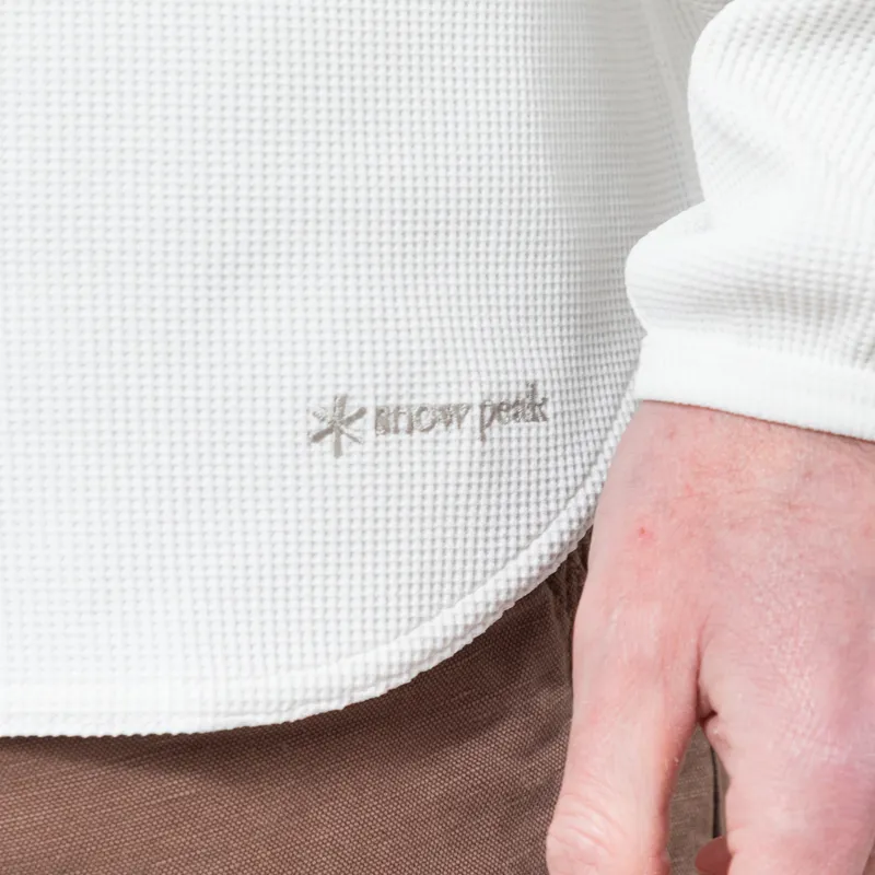 Snow Peak Dry Waffle Long Sleeve T Shirt Off White-6