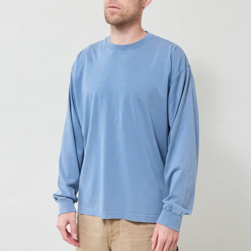 Colorful Standard Oversized Organic Long Sleeve T Shirt Faded Indigo-1