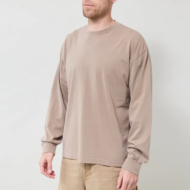 Colorful Standard Oversized Organic Long Sleeve T Shirt Faded Khaki-1