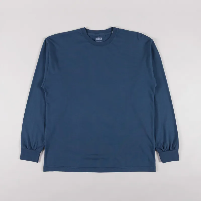 Colorful Standard Oversized Organic Long Sleeve T Shirt Petrol Blue