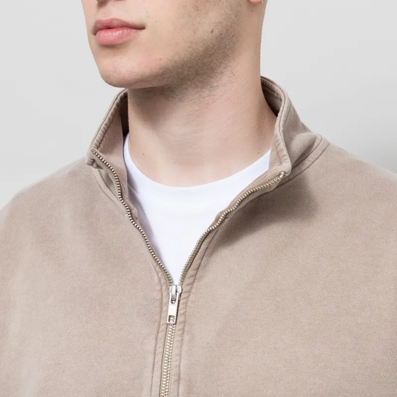 Colorful Standard Organic Quarter Zip Sweat Faded Khaki-3