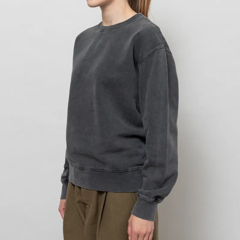 Colorful Standard Womens Classic Organic Crew Sweat Faded Black-1