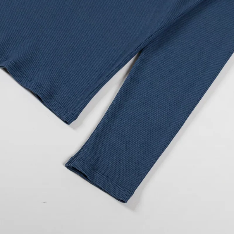 Colorful Standard Womens Organic Rib Long Sleeve T Shirt Petrol Blue-5