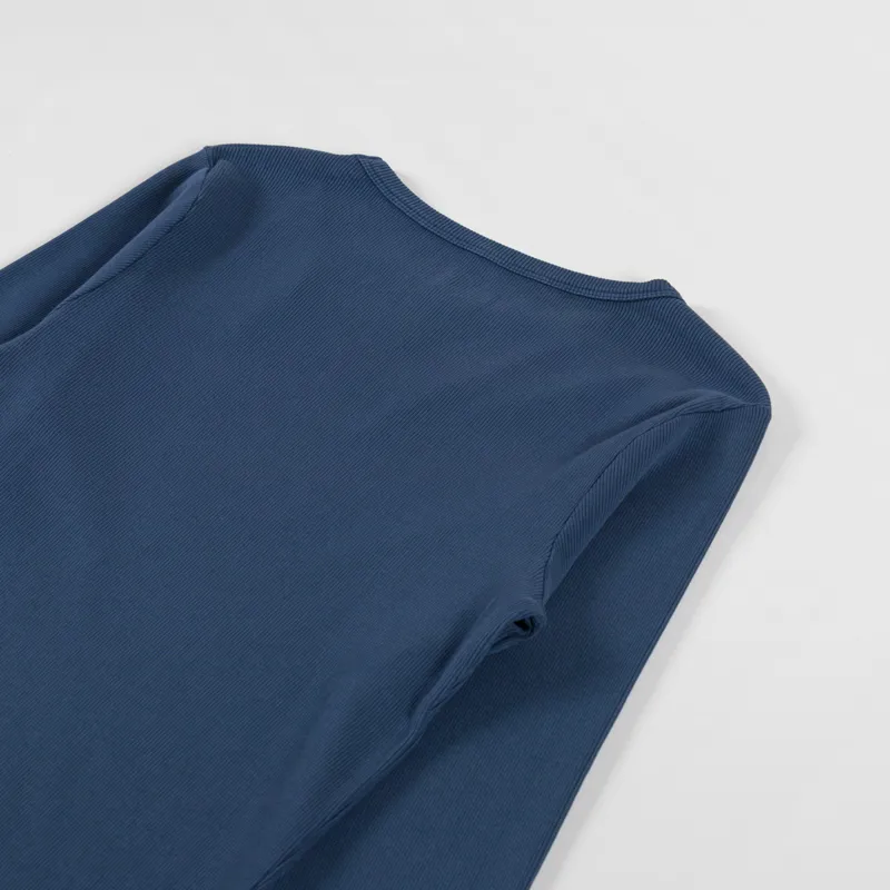 Colorful Standard Womens Organic Rib Long Sleeve T Shirt Petrol Blue-3