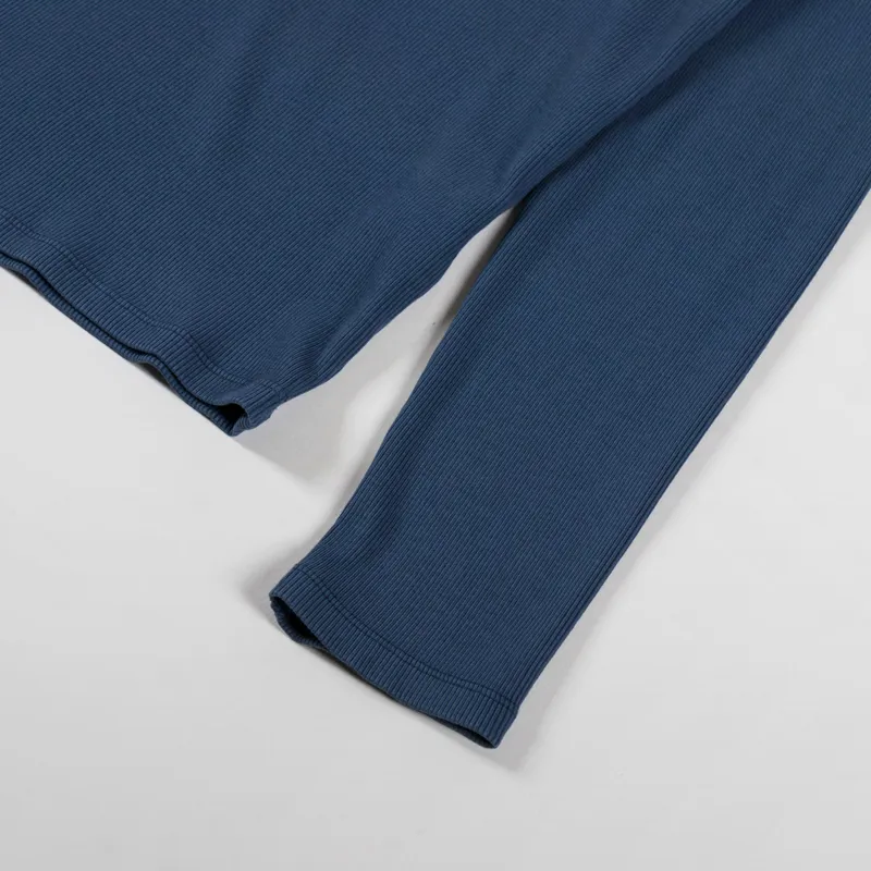 Colorful Standard Womens Organic Rib Long Sleeve T Shirt Petrol Blue-4