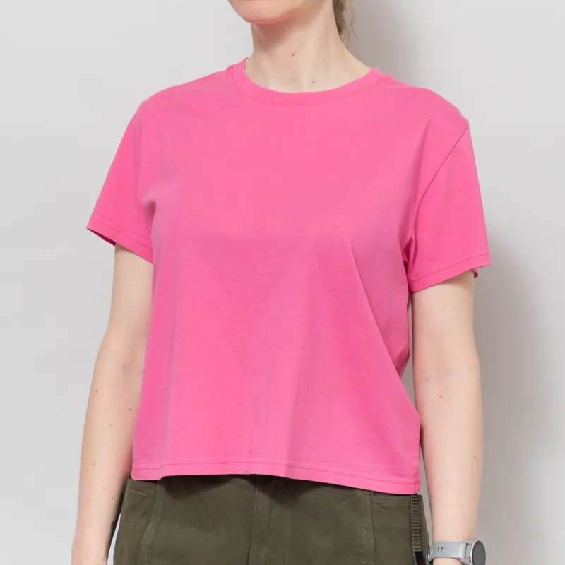 Colorful Standard Womens Organic Boxy Crop T Shirt Bubblegum Pink