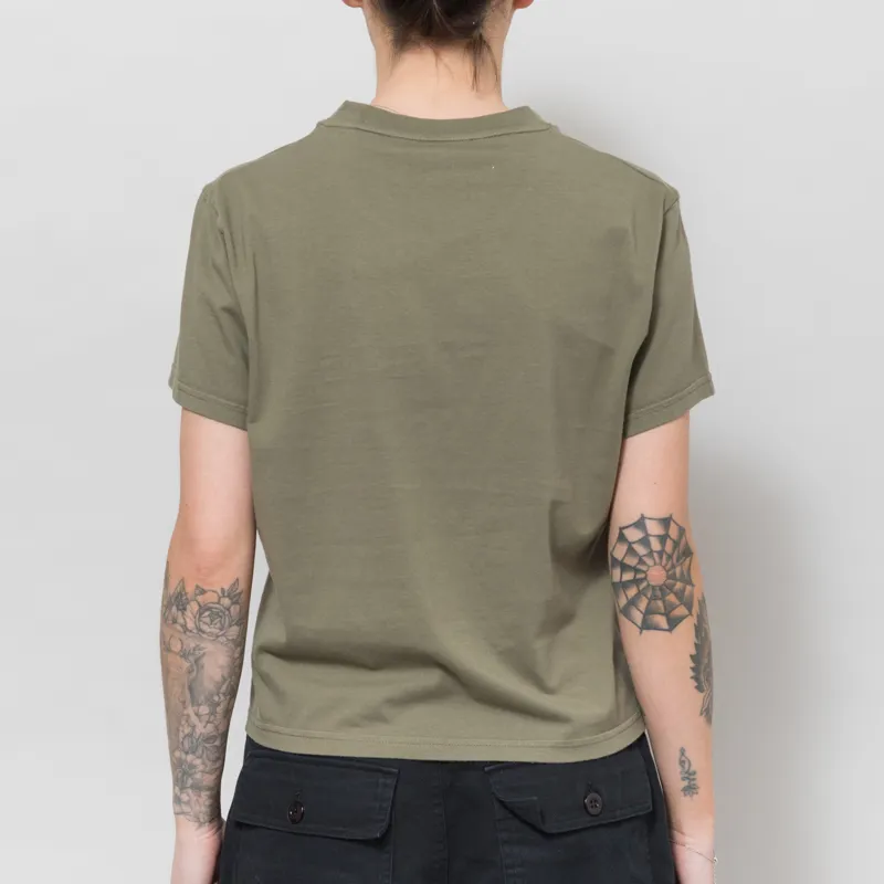 Colorful Standard Womens Organic Boxy Crop T Shirt Dusty Olive-3