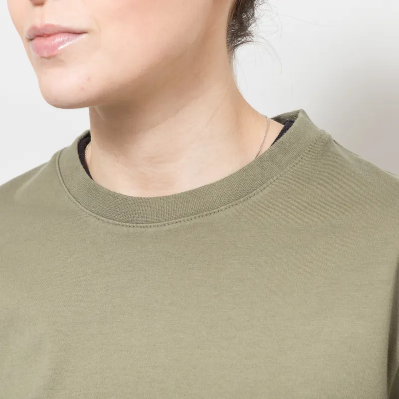 Colorful Standard Womens Organic Boxy Crop T Shirt Dusty Olive-5