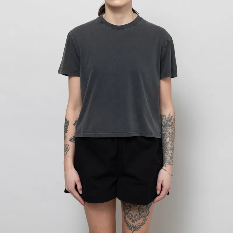 Colorful Standard Womens Organic Boxy Crop T Shirt Faded Black
