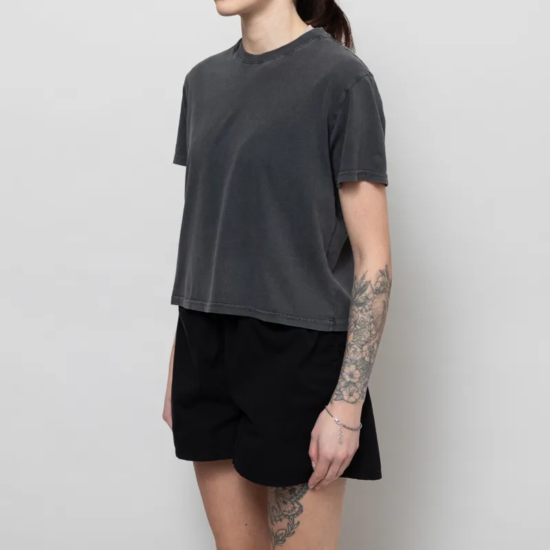 Colorful Standard Womens Organic Boxy Crop T Shirt Faded Black-1