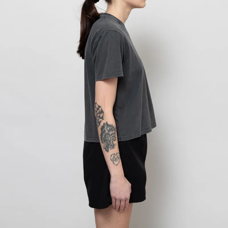 Colorful Standard Womens Organic Boxy Crop T Shirt Faded Black-4