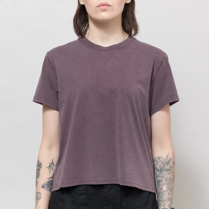 Colorful Standard Womens Organic Boxy Crop T Shirt Faded Grape