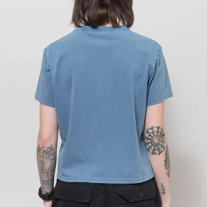 Colorful Standard Womens Organic Boxy Crop T Shirt Faded Indigo-1