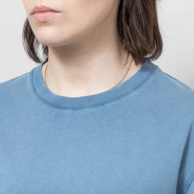 Colorful Standard Womens Organic Boxy Crop T Shirt Faded Indigo-3