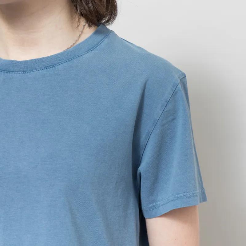 Colorful Standard Womens Organic Boxy Crop T Shirt Faded Indigo-2