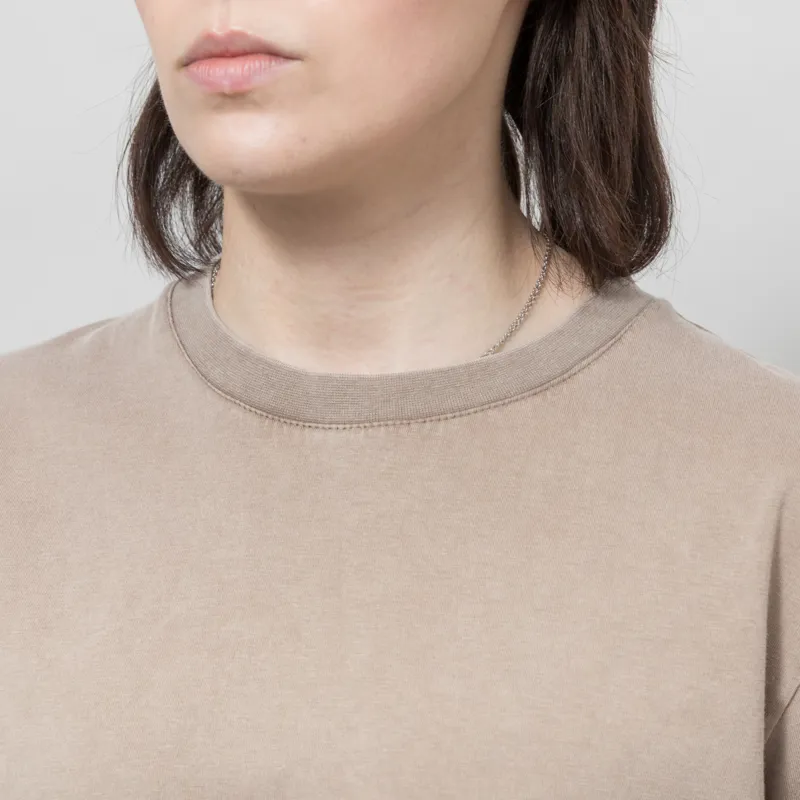 Colorful Standard Womens Organic Boxy Crop T Shirt Faded Khaki-2