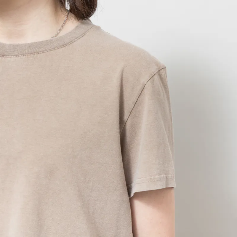 Colorful Standard Womens Organic Boxy Crop T Shirt Faded Khaki-3