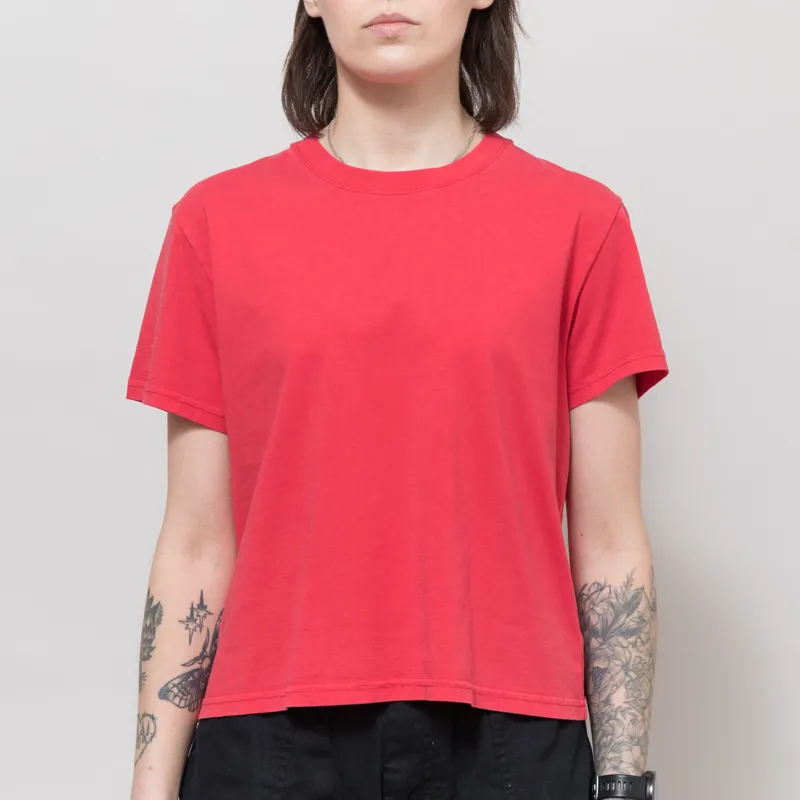 Colorful Standard Womens Organic Boxy Crop T Shirt Faded Red