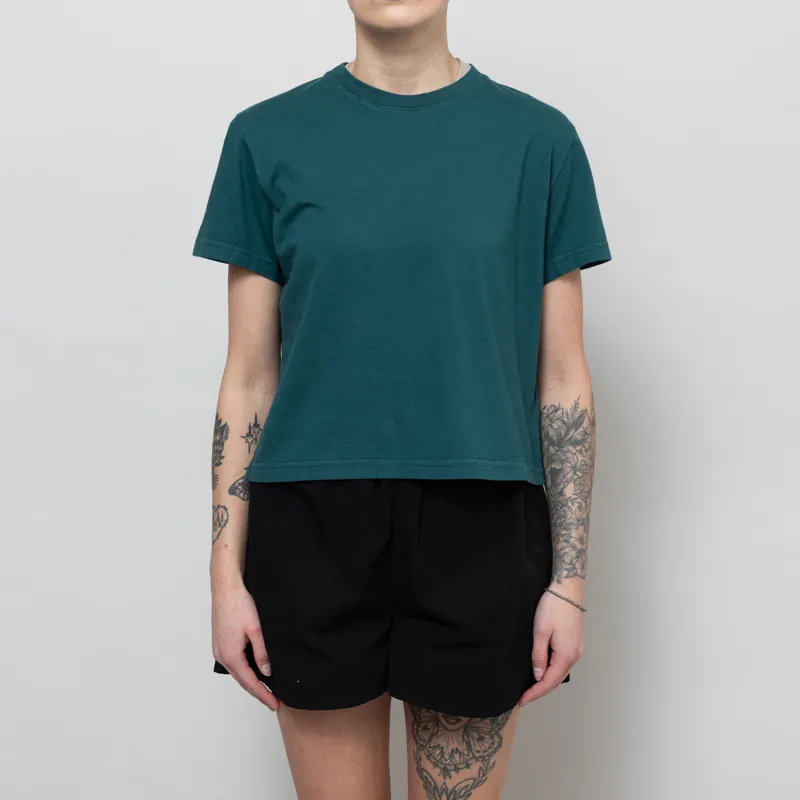 Colorful Standard Womens Organic Boxy Crop T Shirt Ocean Green