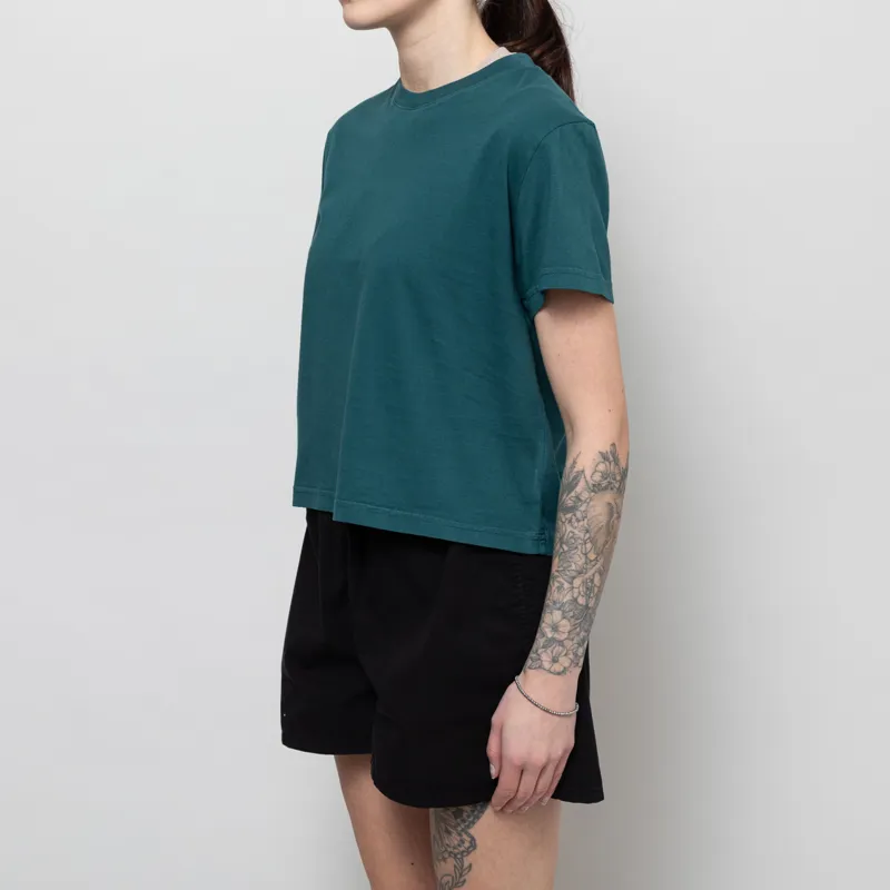 Colorful Standard Womens Organic Boxy Crop T Shirt Ocean Green-1