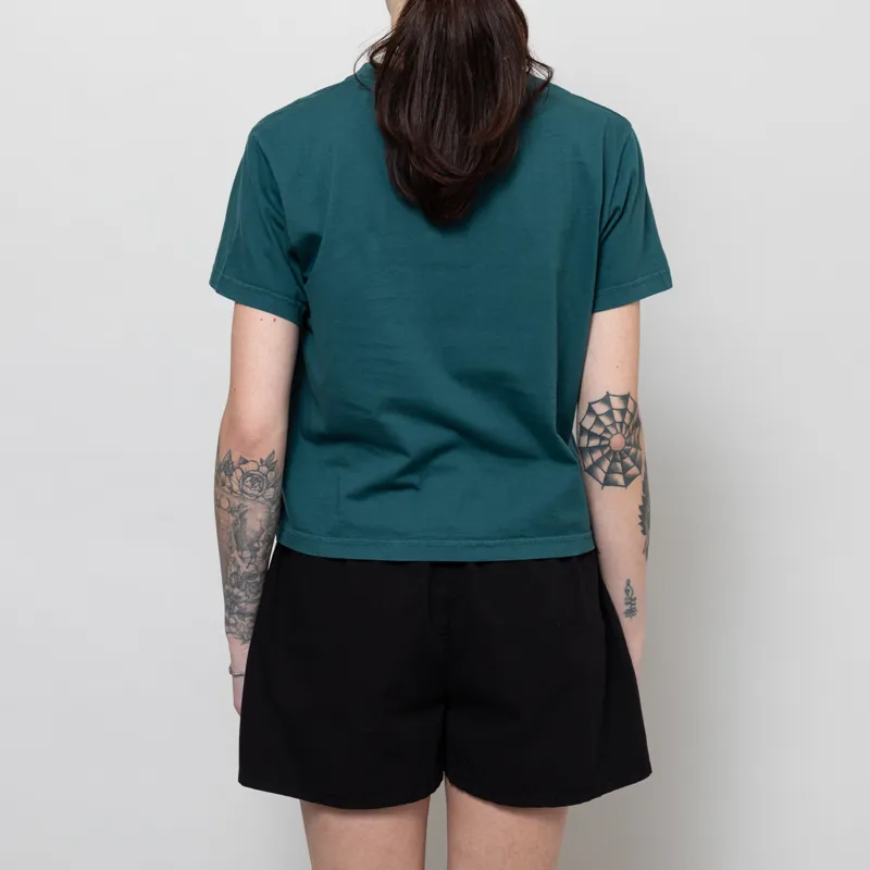 Colorful Standard Womens Organic Boxy Crop T Shirt Ocean Green-3