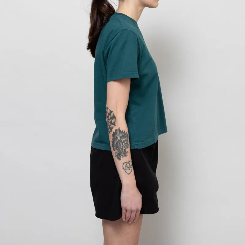 Colorful Standard Womens Organic Boxy Crop T Shirt Ocean Green-4