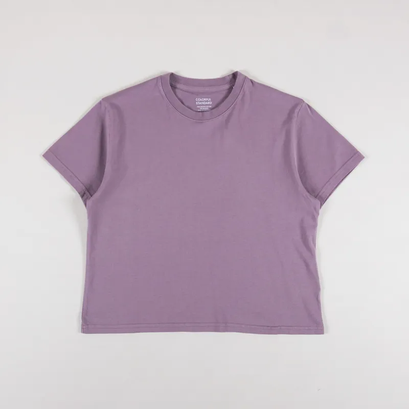 Colorful Standard Womens Organic Boxy Crop T Shirt Purple Haze