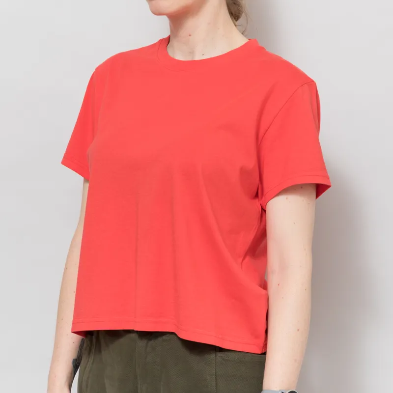 Colorful Standard Womens Organic Boxy Crop T Shirt Red Tangerine-1
