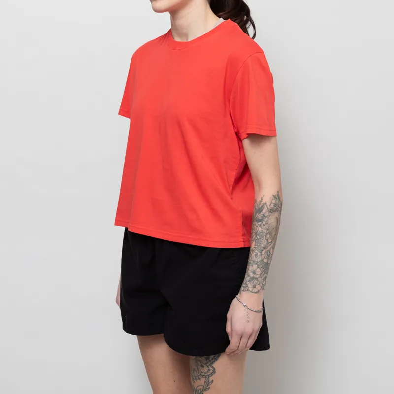 Colorful Standard Womens Organic Boxy Crop T Shirt Red Tangerine-1