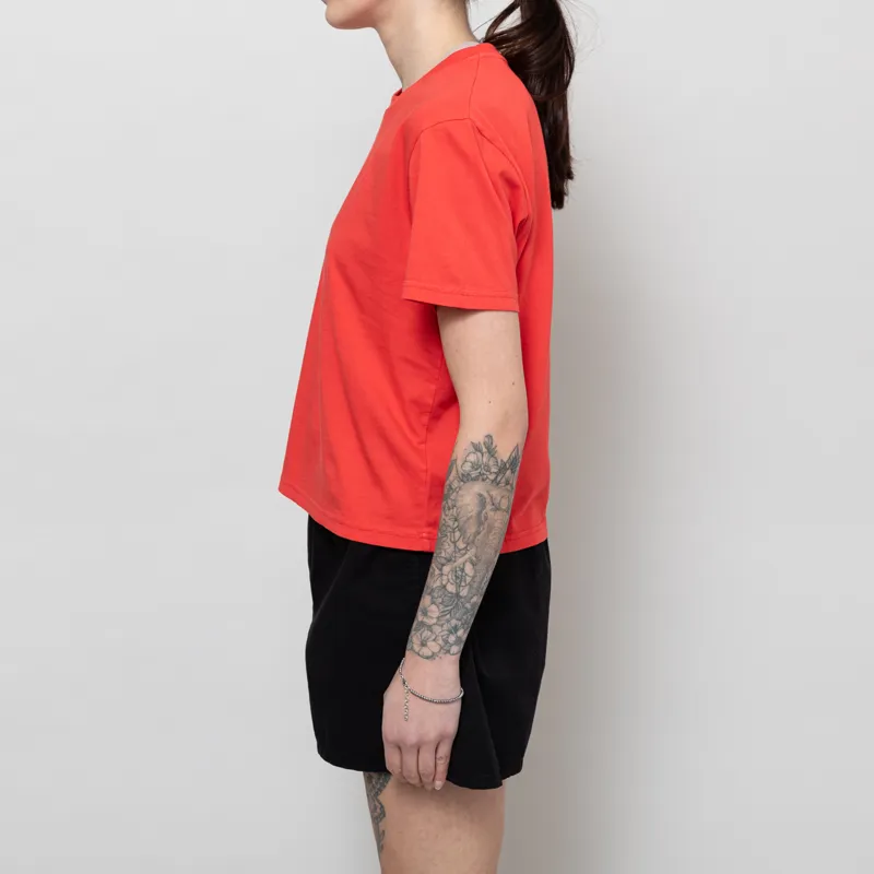 Colorful Standard Womens Organic Boxy Crop T Shirt Red Tangerine-2