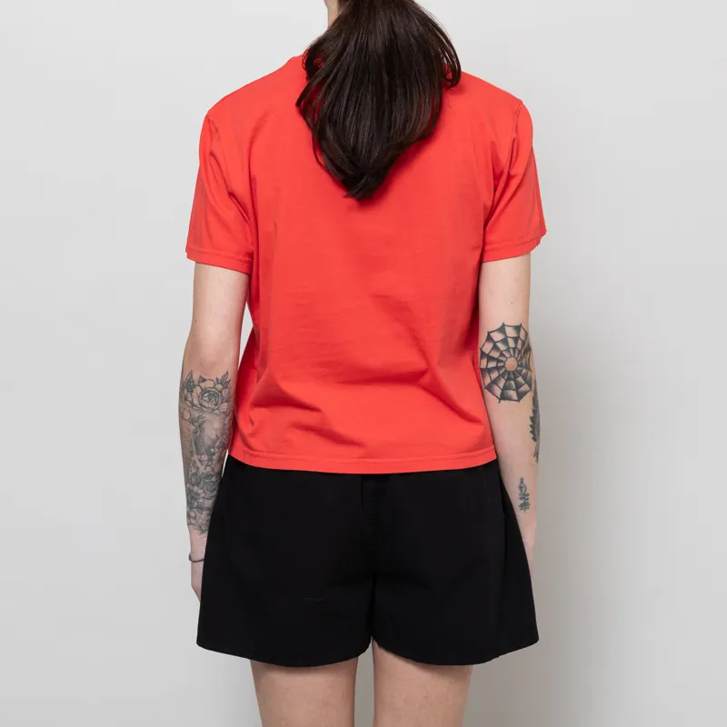 Colorful Standard Womens Organic Boxy Crop T Shirt Red Tangerine-3
