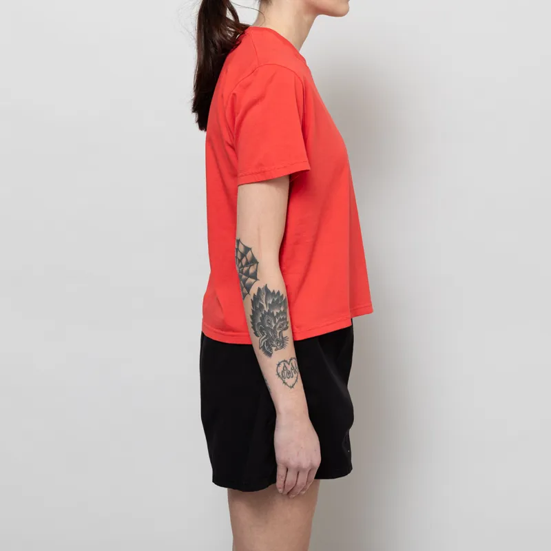 Colorful Standard Womens Organic Boxy Crop T Shirt Red Tangerine-4