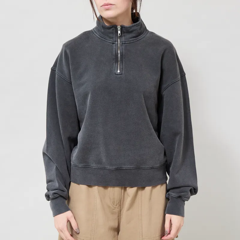 Colorful Standard Womens Organic Quarter Zip Sweat Faded Black