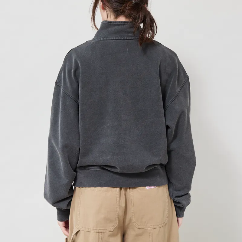 Colorful Standard Womens Organic Quarter Zip Sweat Faded Black-2