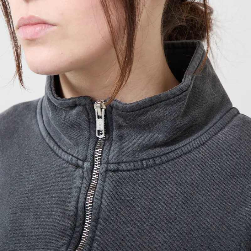Colorful Standard Womens Organic Quarter Zip Sweat Faded Black-3