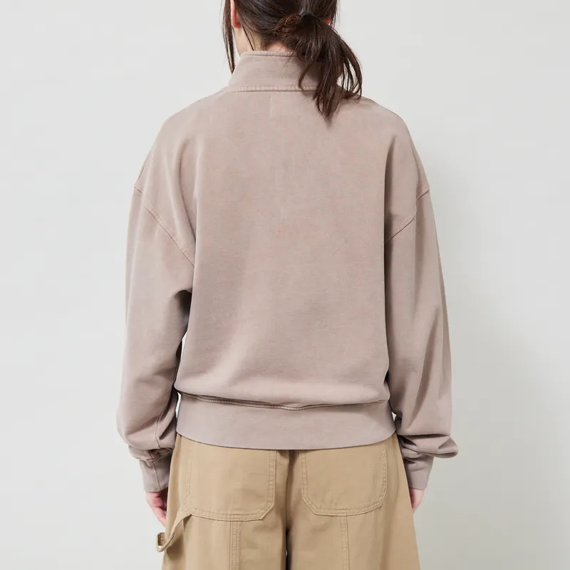 Colorful Standard Womens Organic Quarter Zip Sweat Faded Khaki-2