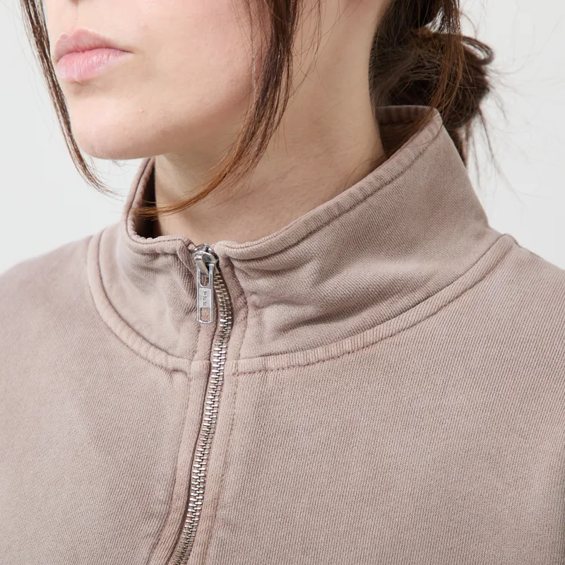 Colorful Standard Womens Organic Quarter Zip Sweat Faded Khaki-3