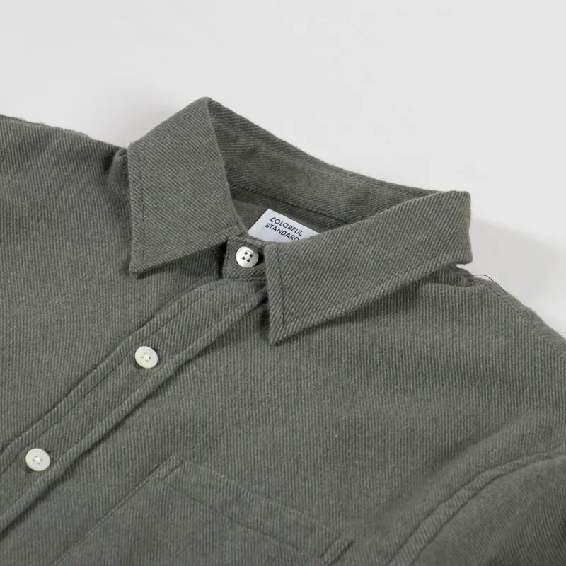 Colorful Standard Organic Flannel Shirt Dusty Olive-4