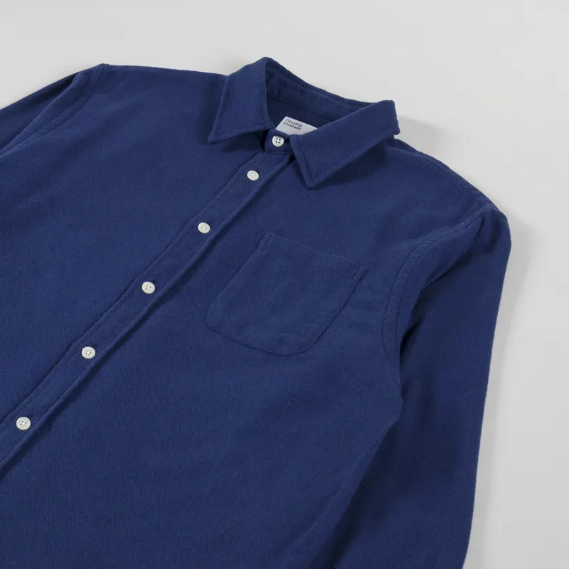 Colorful Standard Organic Flannel Shirt Marine Blue-2